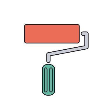 Ev dekorasyonu, dekorasyonu ve inşaatı temsil eden boya paten aletleri çizimi. Diy projeleri ve ev boyası için ideal.