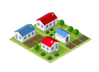 Modül blok şehir şehir şehir manzarası yapı elementleri sokak peyzajı 3d illüstrasyon