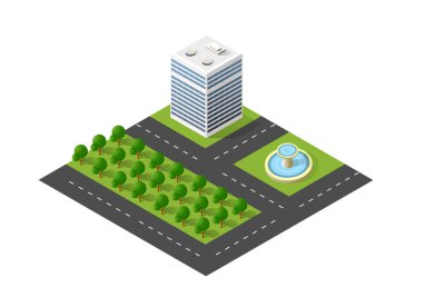 Modül blok şehir şehir şehir manzarası yapı elementleri sokak peyzajı 3d illüstrasyon