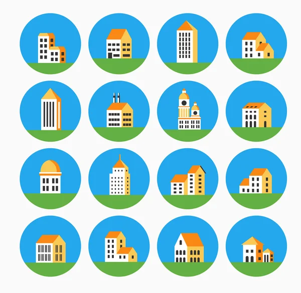 Edificio plano de color — Vector de stock