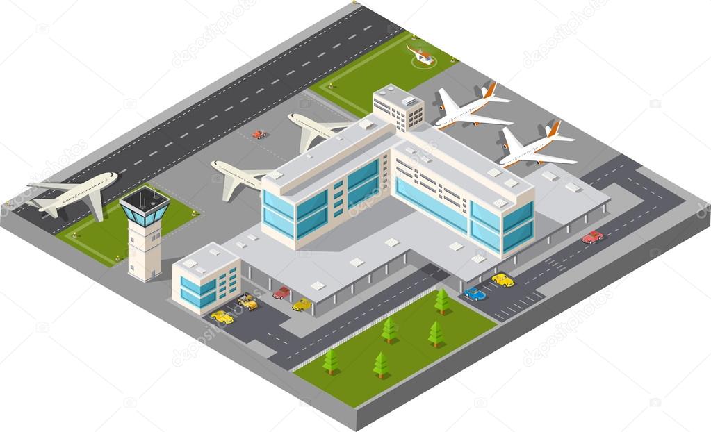 Isometric  city airport