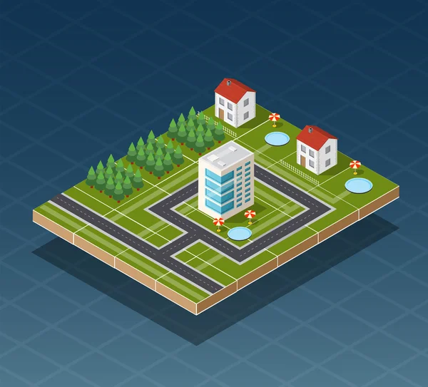Isometrischer Stadtplan — Stockvektor