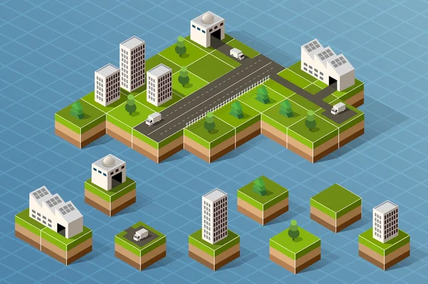 Conjunto de ciudad isométrica — Archivo Imágenes Vectoriales