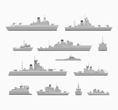 Set warships clipart