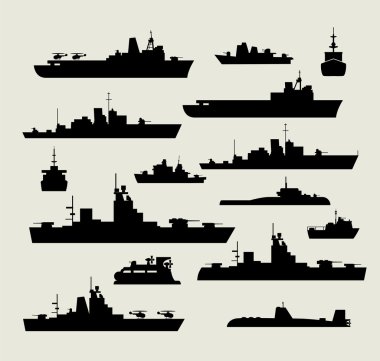 silhouettes of warships clipart