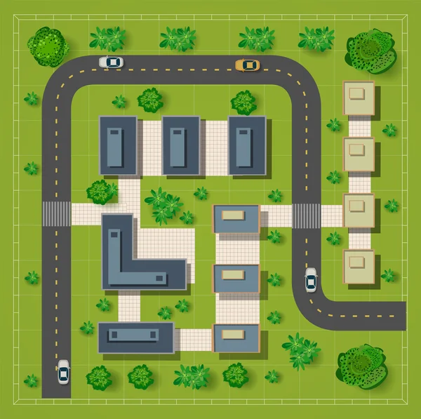 Mapa de uma vista superior dos telhados — Vetor de Stock