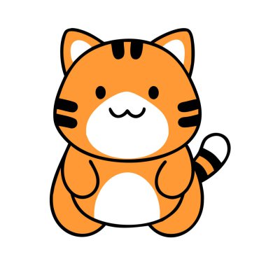 Çocuk kitapları, çıkartmalar ya da hayvan temalı baskılar için harika bir kedi çizimi..