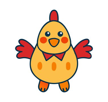 Şirin karikatür çizimi, neşeli bir yüz sunuyor. Eğitimsel ya da çocukla ilgili projeler için basit düz dizayn bebek kuş karakteri