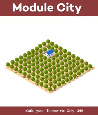 Bir şehir şehir çöl doğal peyzaj izometrik görünümü