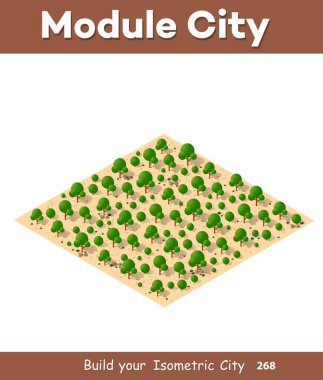 Bir şehir şehir çöl doğal peyzaj izometrik görünümü