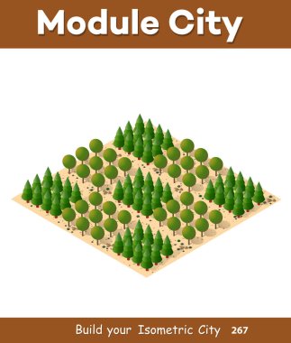 Bir şehir şehir çöl doğal peyzaj izometrik görünümü