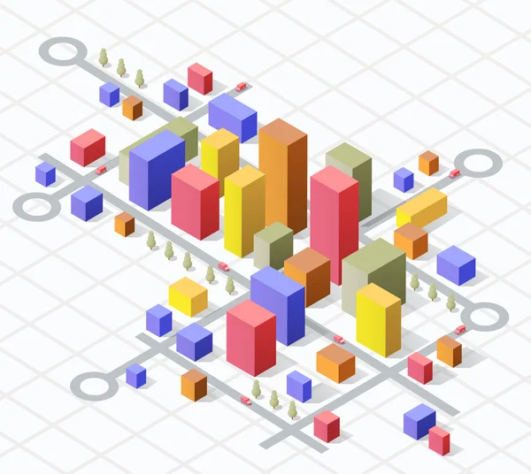 Negocios ciudad isométrica — Vector de stock