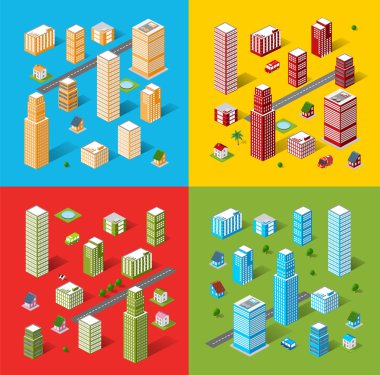 izometrik kentsel nesneleri