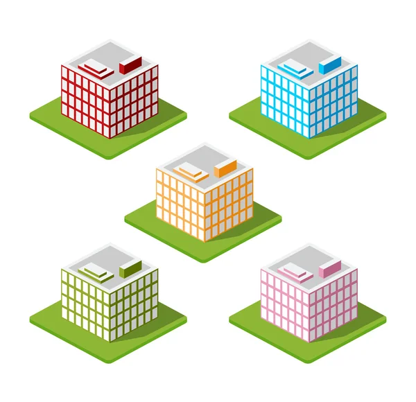 Maisons isométriques, maisons de ville , — Image vectorielle