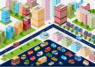 İzometrik büyük bir set 