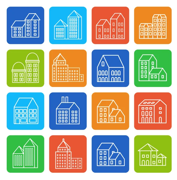 Linear city icons. — Stock Vector