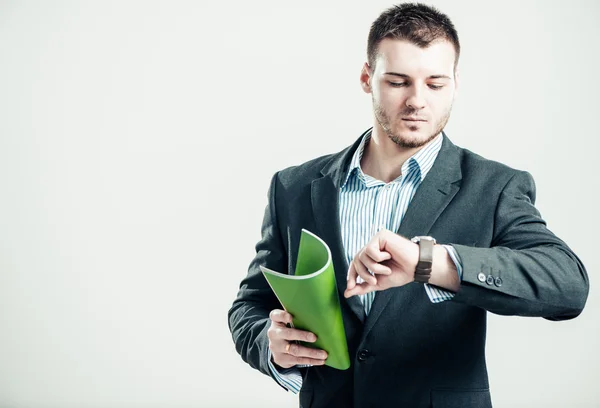 Manager kijken horloge — Stockfoto