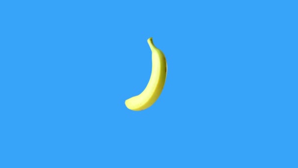 Bananen Schleifendrehbewegung Auf Blauem Chroma Hintergrund — Stockvideo