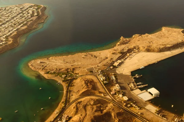 Vista Aerea Sharm Sheikh Città Egitto Con Linee Hotel Sulla — Foto Stock