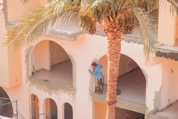 Egito Sharm Sheikh 2021 Trabalhadores Construção Civil Local Trabalho Fazendo — Fotografia de Stock