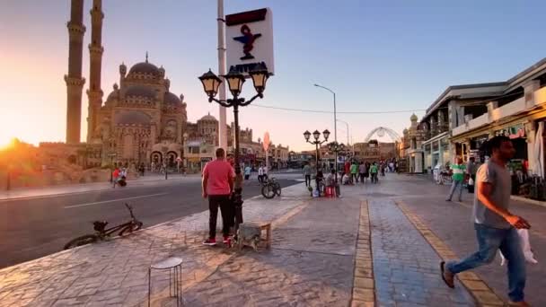 Egipt Szarm Szejk 2021 Ruch Rynku Starego Miasta Zabrudzenia Meczetu — Wideo stockowe