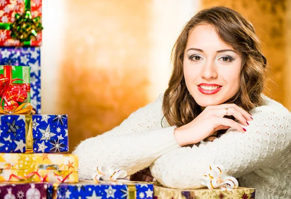 Portrait with presents — Stock Photo, Image