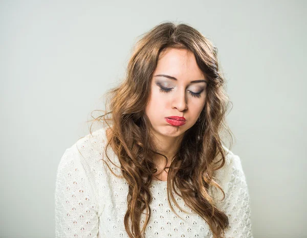 Tired brunet woman portrait — Stock Photo, Image