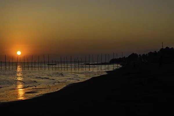 Balıkçı köyü günbatımı — Stok fotoğraf