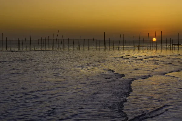 Pesca Aldeia pôr do sol — Fotografia de Stock