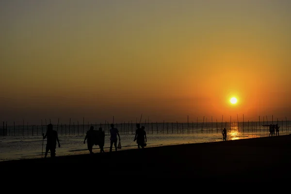 Pesca Aldeia pôr do sol — Fotografia de Stock