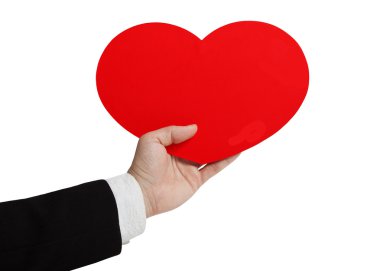 El ele tutuşan kırmızı kalp