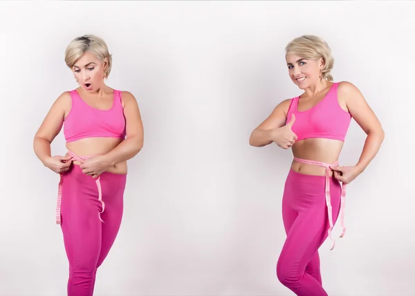 önce ve sonra bel ölçüm kız.