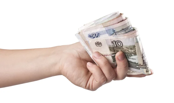 Vrouwelijke hand met geld — Stockfoto