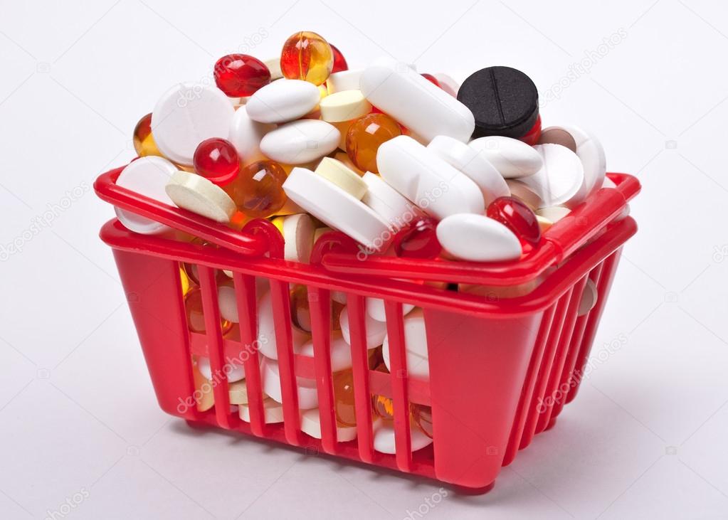 The tablets, pills and capsules in bulk commodity basket
