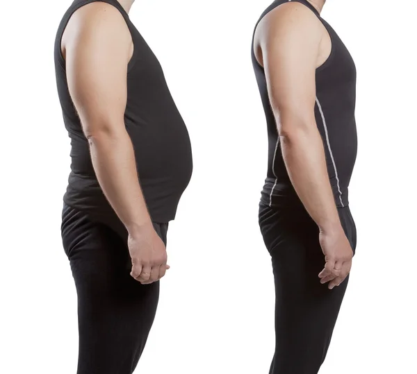 Hombre antes y después. pérdida de peso . — Foto de Stock