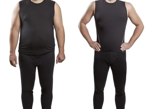 Male before and after. Weight loss. Stock Photo