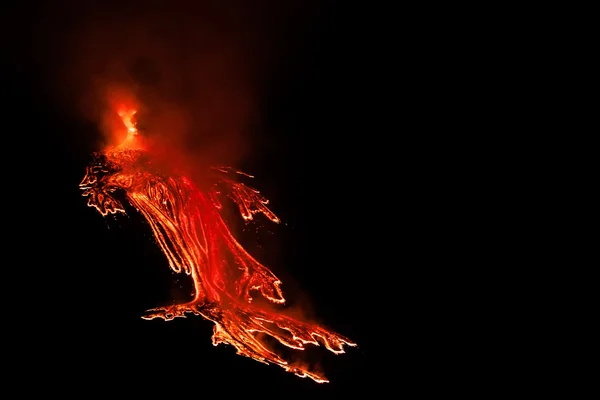 Monte Etna Erupção e fluxo de lava — Fotografia de Stock