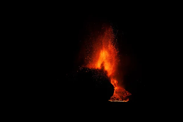 Monte Etna Erupção e fluxo de lava — Fotografia de Stock