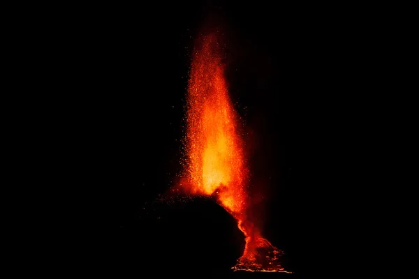 Monte Etna Erupção e fluxo de lava — Fotografia de Stock