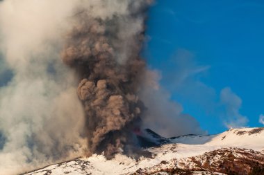 Etna Dağı Erüpsiyonu ve lav akışı