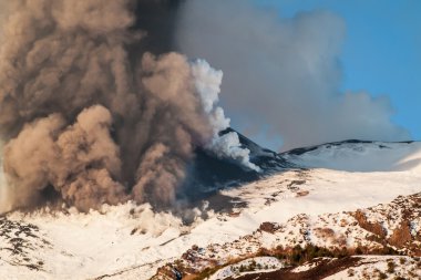 Etna Dağı Erüpsiyonu ve lav akışı