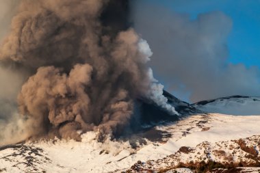 Etna Dağı Erüpsiyonu ve lav akışı