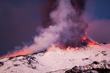 Etna Dağı Erüpsiyonu ve lav akışı