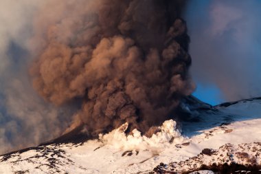 Etna Dağı Erüpsiyonu ve lav akışı