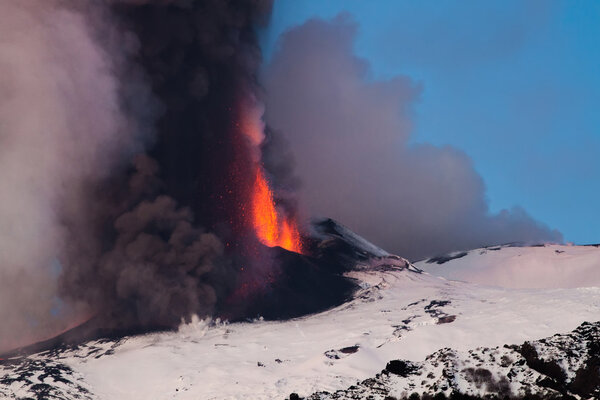 Mount Etna Eruption and lava flow