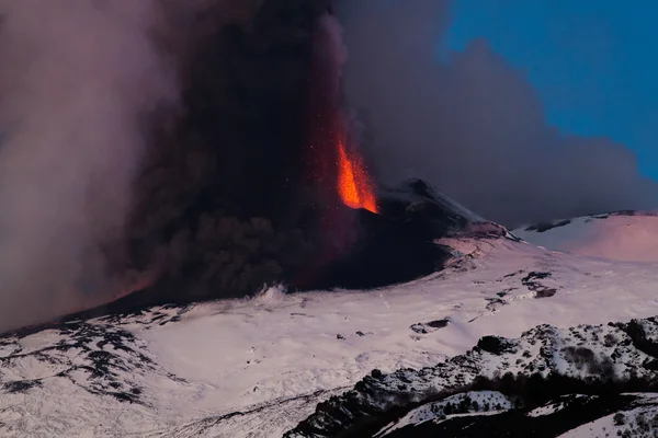Etna Dağı Erüpsiyonu ve lav akışı