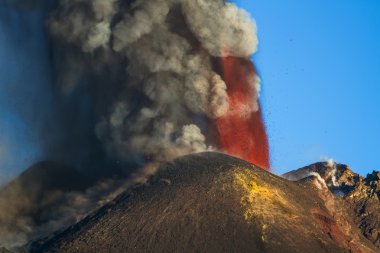 Etna Dağı Erüpsiyonu ve lav akışı