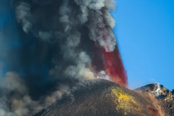 Monte Etna Erupção e fluxo de lava — Fotografia de Stock