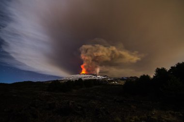 Volcano eruption. Mount Etna erupting from the crater Voragine clipart