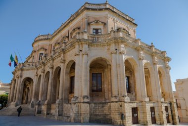 Noto, İtalya - 06 Şubat 2016: Sicilya Barok tarzında inşa edilmiş şehir.